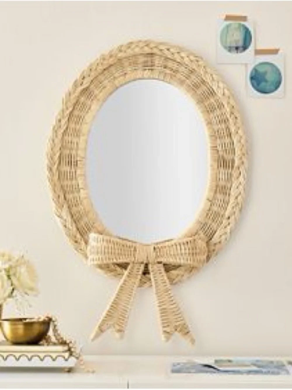 Pottery Barn Teen Fancy Rattan Bow Mirror BNIB